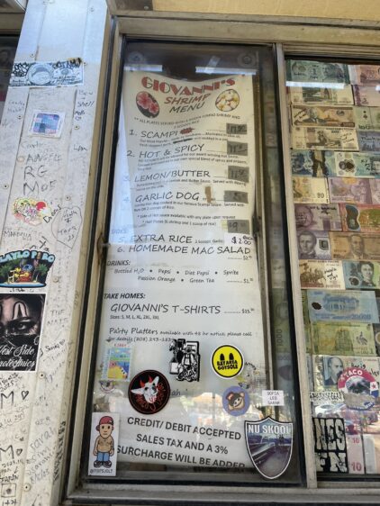 ジョバンニ、カフクのメニュー表